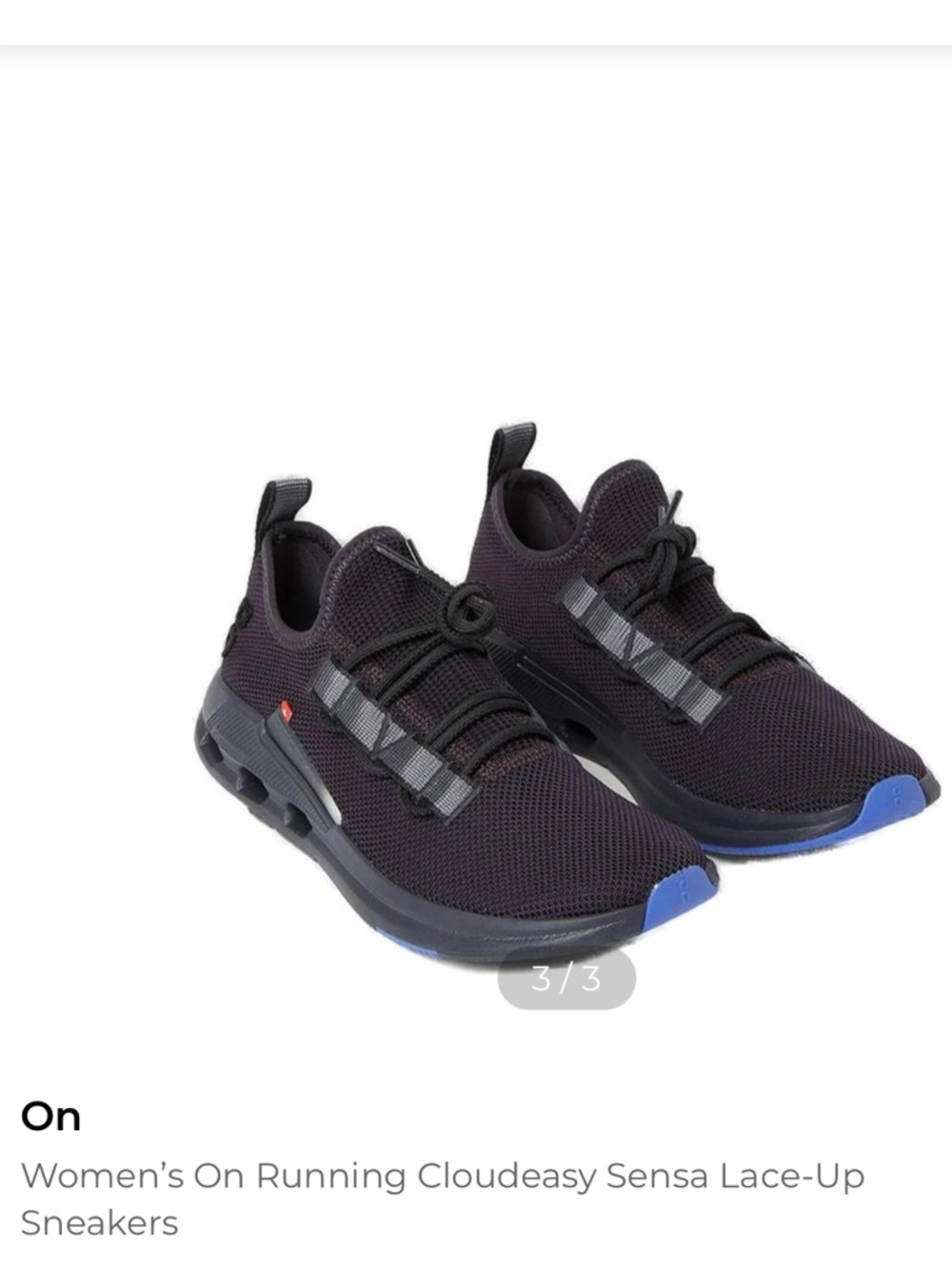 On Running Women's Cloudeasy Sensa Lace-Up Sneakers — Black with Blue Accents